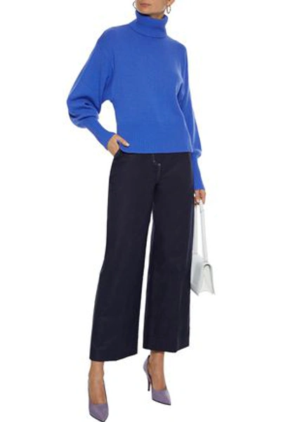 Marissa Webb Sloane Cropped Wool, Yak And Cashmere-blend Turtleneck Jumper In Bright Blue