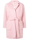 Ganni Belted Wool-blend Bouclé Coat In 1542 Fenn