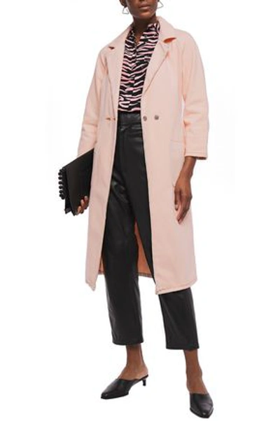 Ganni Belted Denim Coat In Blush