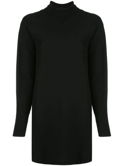 Rag & Bone Utility Cotton-terry Turtleneck Mini Dress In Black