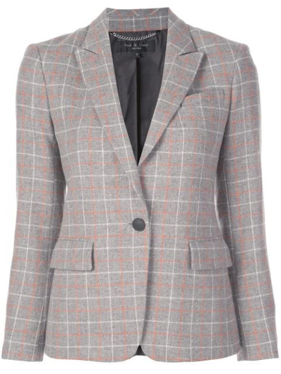 Rag & Bone Rylie Check One-button Wool Blazer In Greychk