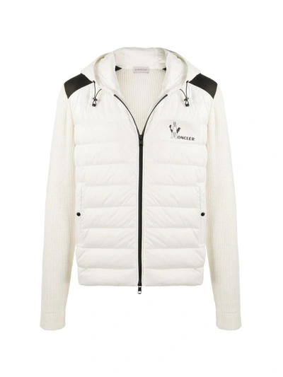 Moncler Padded Front Waffle-knit Jacket In White