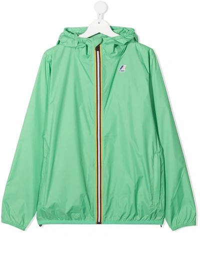 K-way Teen Logo-print Hooded Jacket In Green