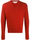 Marni V-neck Sweater In Orange