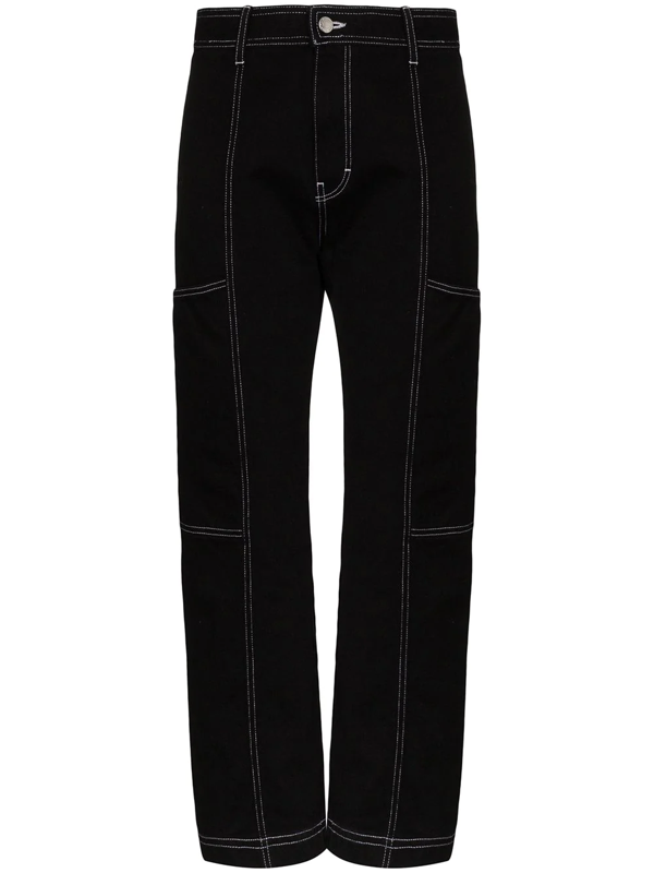 white stitch black jeans