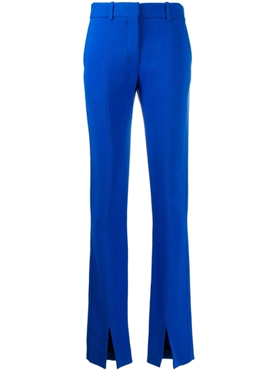 Victoria Beckham Twill Slit-cuff Tuxedo Trousers In Blue