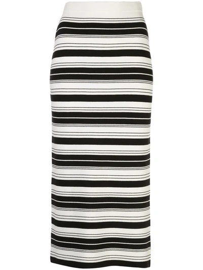 Proenza Schouler White Label Women's Pinstripe Midi Skirt In Black Off White