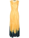 Proenza Schouler Dipped Tie Dye Knotted Back Dress In Yellow