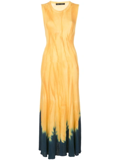 Proenza Schouler Dipped Tie Dye Knotted Back Dress In Yellow