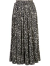 Proenza Schouler White Label Abstract Print Pleated Skirt In Black