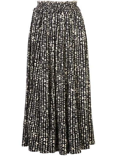 Proenza Schouler White Label Abstract Print Pleated Skirt In Black