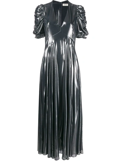 Zadig & Voltaire Roya Pleated Dress In Silver