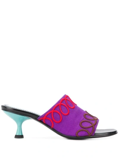 Nicole Saldaña Embroidered Mules In Purple