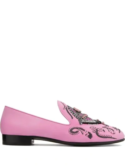 Giuseppe Zanotti Patterned Loafers In Pink