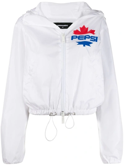 Dsquared2 Logo Print Hooded Jacket In White