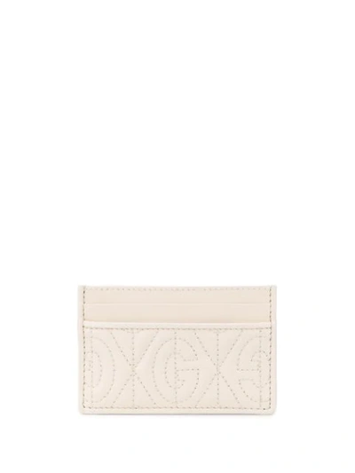 Gucci G Quilted Cardholder In Neutrals