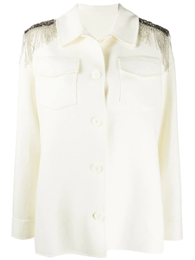 Pinko Jacke Mit Kristallfransen In White