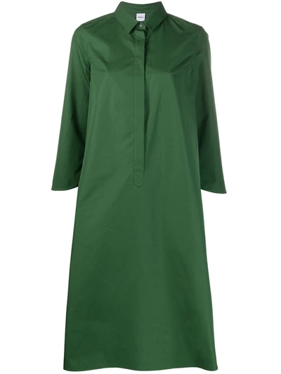 Aspesi Oversized 3/4 Sleeves Shirt Dress In Green