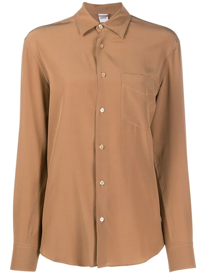 Aspesi Silk Button-up Shirt In Brown
