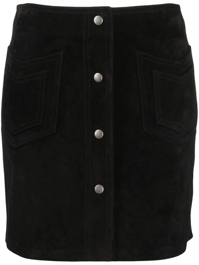 Saint Laurent Buttoned Fitted Mini Skirt In Black