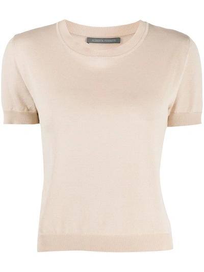 Alberta Ferretti Fine Knit Top In Neutrals