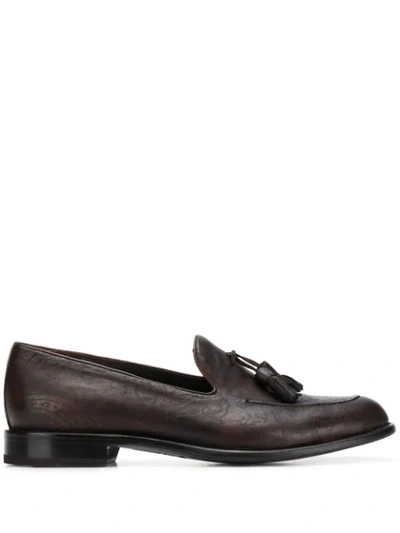 Etro Paisley Print Loafers In Brown