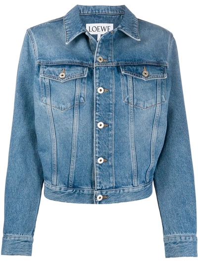 Loewe Gathered Back Denim Jacket In Blue