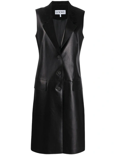 Loewe Sleeveless Leather Vest In Black