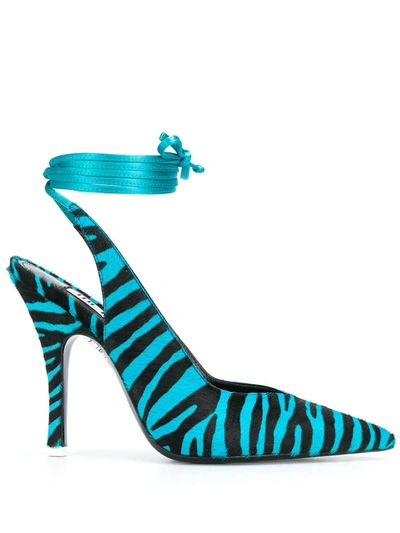 Attico Zebra Print 115mm Heel Pumps In Blue