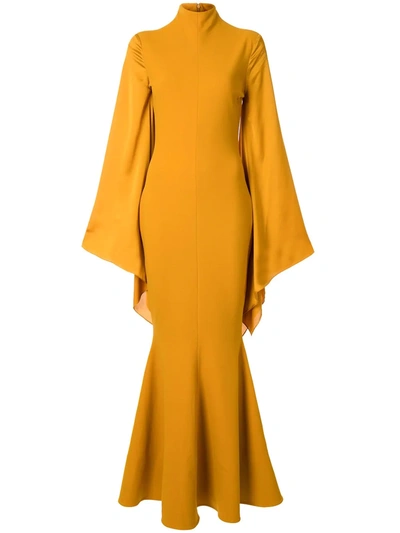 Solace London Long Sleeved Maxi Dress In Yellow