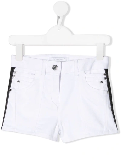 Givenchy Kids Side Band Denim Shorts In Bianco