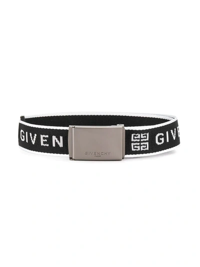 Givenchy Kids' Logo刺绣腰带 In Black