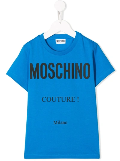 Moschino Teen Logo Print T-shirt In Blue
