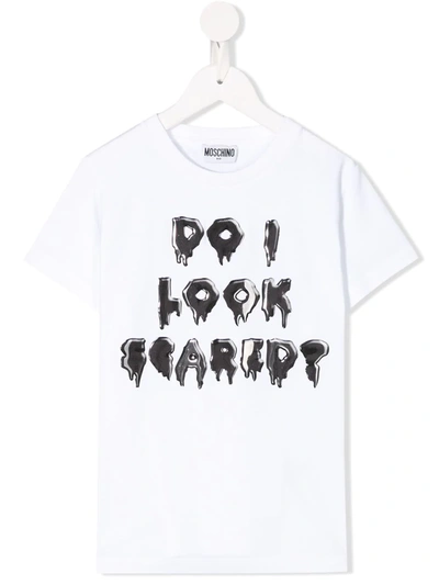 Moschino Teen Do I Look Scared T-shirt In White