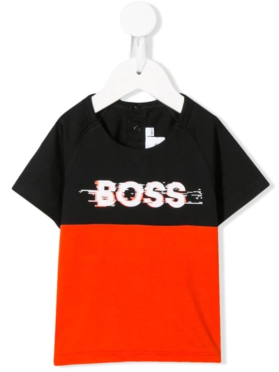Hugo Boss Babies' Contrast Logo T-shirt In Red