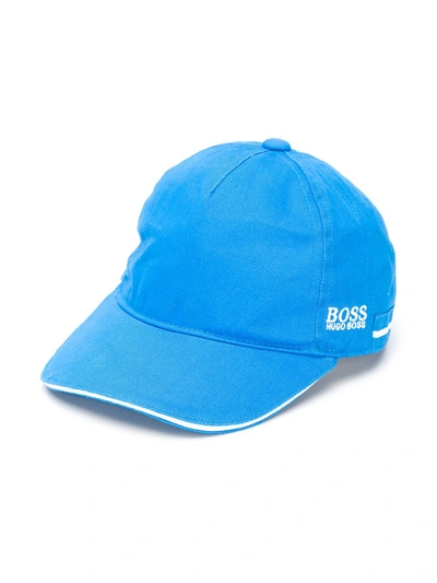 Hugo Boss Kids' Embroidered Logo Cotton Cap In Blue