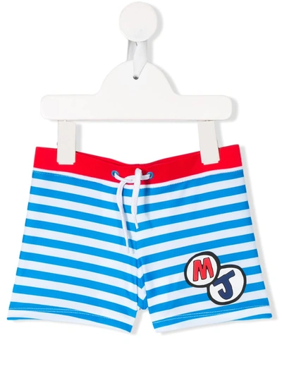 Marc Jacobs Kids' Striped Drawstring Shorts In Azure