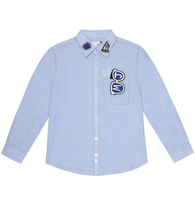 Marc Jacobs Kids' Button-up Long Sleeve Shirt In Blue