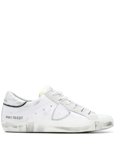 Philippe Model Paris Distressed Low-top Sneakers In White