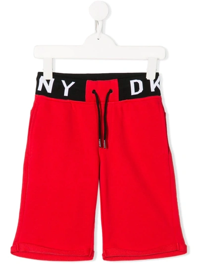 Dkny Kids' Logo Drawstring Shorts In Red
