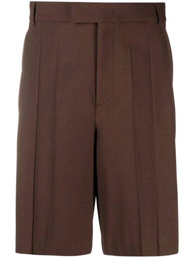 Valentino Brown Bermuda Shorts With Pleats Detail