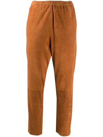 Drome Pull-on Straight-leg Trousers In Brown