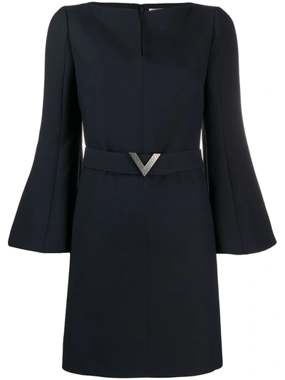 Valentino V Pavé Belted Dress In Navy