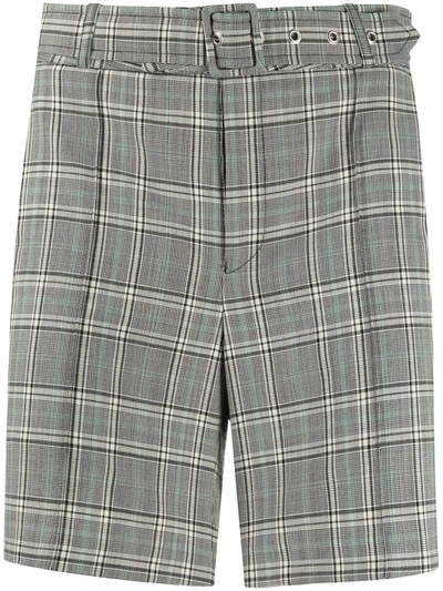 Ernest W Baker Tartan Belted Shorts In Grey