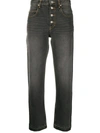 Isabel Marant Étoile Cropped Button Up Jeans In Black