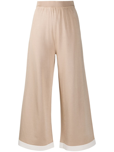 Boutique Moschino Cropped Wide Leg Trousers In Beige