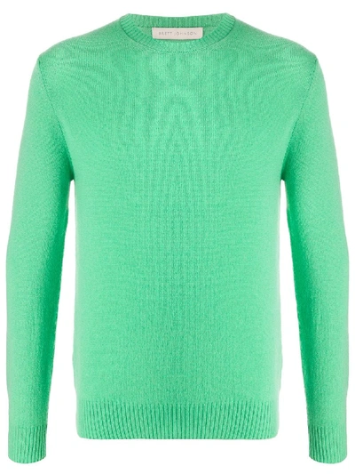 Brett Johnson Fine Knit Crew Neck Jumper In Green