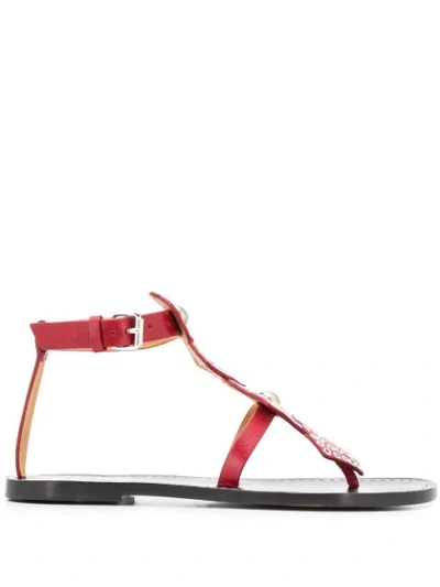 Isabel Marant Studded Gladiator Sandals In Red