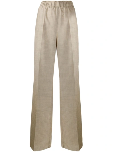 Agnona Wide Leg High Waisted Trousers In Neutrals
