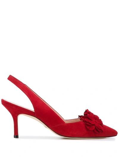 Stuart Weitzman Rosella 75mm Floral-appliqué Pumps In Red